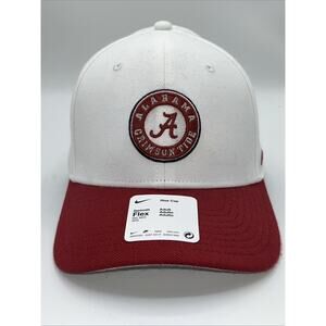 Nike Alabama Crimson Tide Flex Fit Baseball Cap Size M/L MEDIUM LARGE WHITE NEW